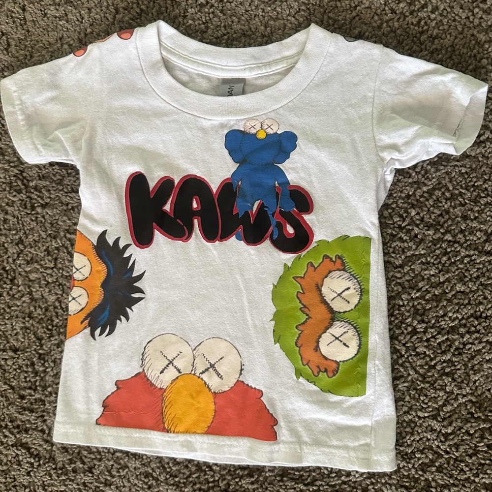 KAWS Kids T-Shirt - White with Colorful Characters